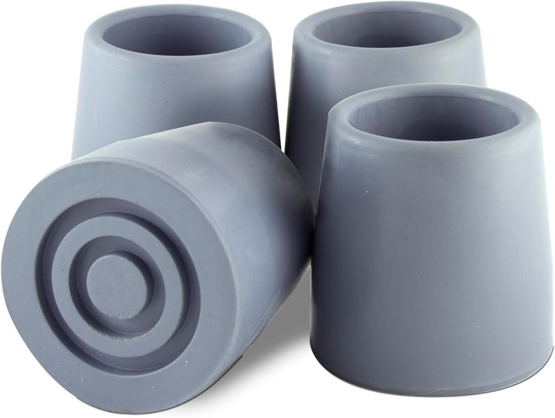 Essential Medical Supply Replacement Walker and Commode Tips - Gray, 1 Inch, Pack of 4